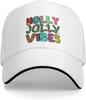 Holly Jolly Vibes Christmas Baseball Cap Polyester Adjustable Outdoor Sports Hat for Men Women