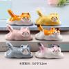 Japanese Style Underglaze Ceramic Cute Cat Chopstick Holder Tableware Restaurant Simple Oval Spoon Bracket Utensil for Kitchen