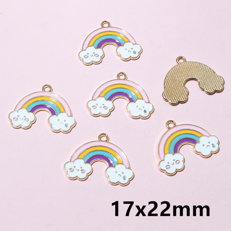 10pcs Cute Enamel Rainbow Charms Pendant Alloy Metal DIY Jewelry Making Accessories Findings for Necklace Earrings Bracelets