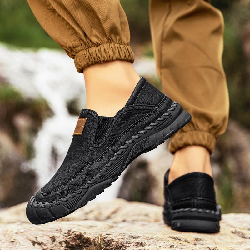 Ręcznie robione męskie buty codzienne wygodne i oddychające mokasyny męskie buty na zewnątrz płaskie buty