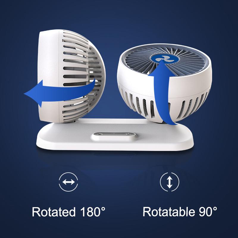 12V 24V Car Fan 360Degree Two-key Switch Independent Separatio Air Cool Vehicle Double-Head Rotating Electric Fan Car Appliances