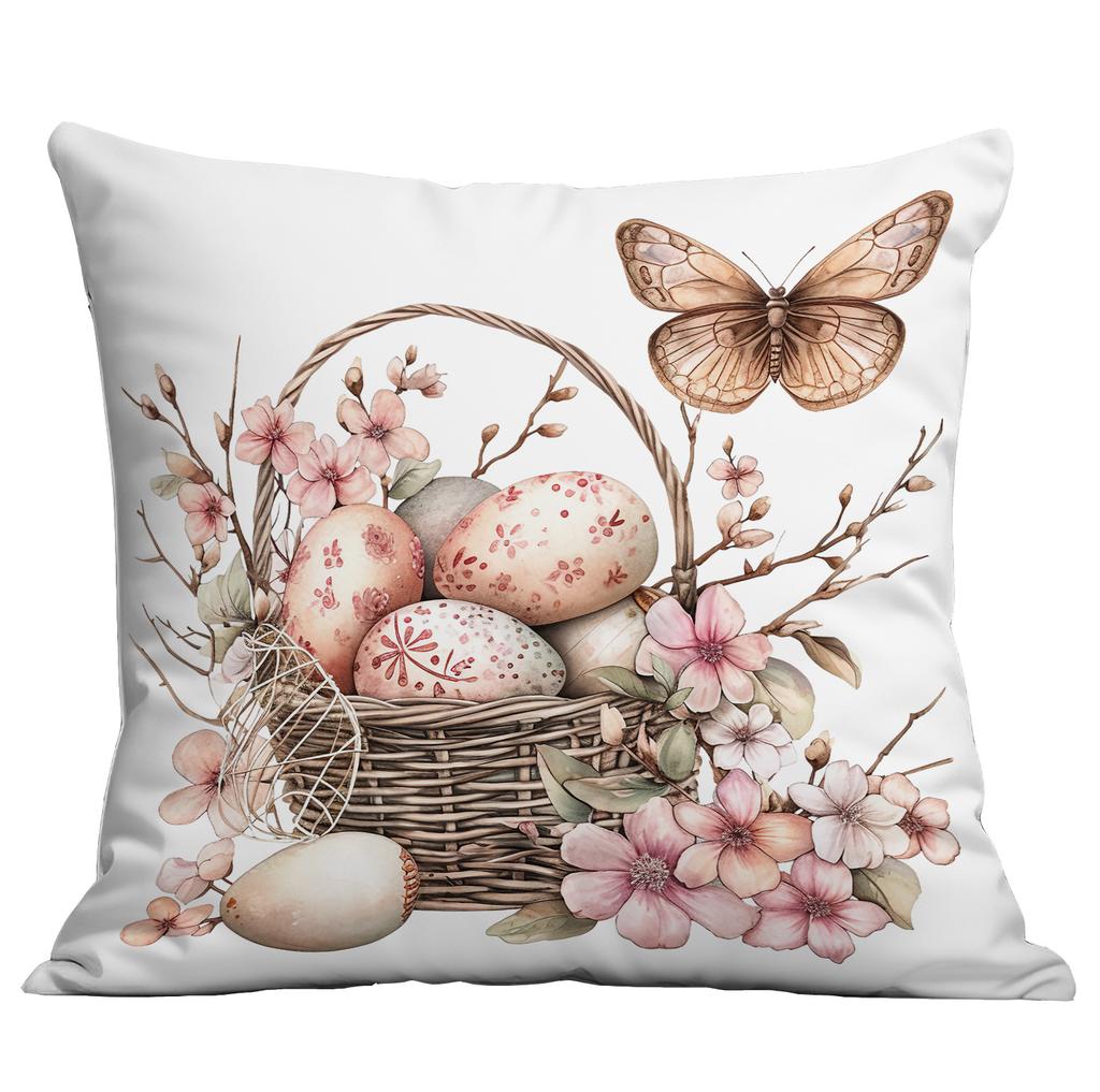 Neues Ostern Retro Floral Hase Ei Push Kissenbezug Zuhause Sofa Kissenbezug