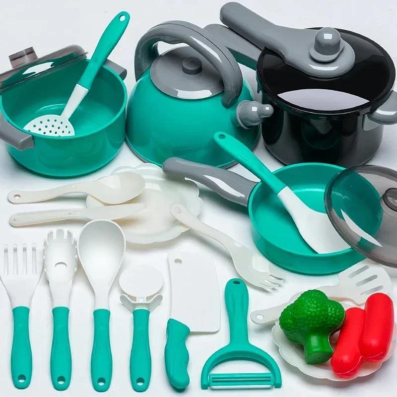 28Pcs Mini Kitchen Accessories Kids Kitchen Toy Set Pretend Play Food Cookware Simulation Cooking Toy