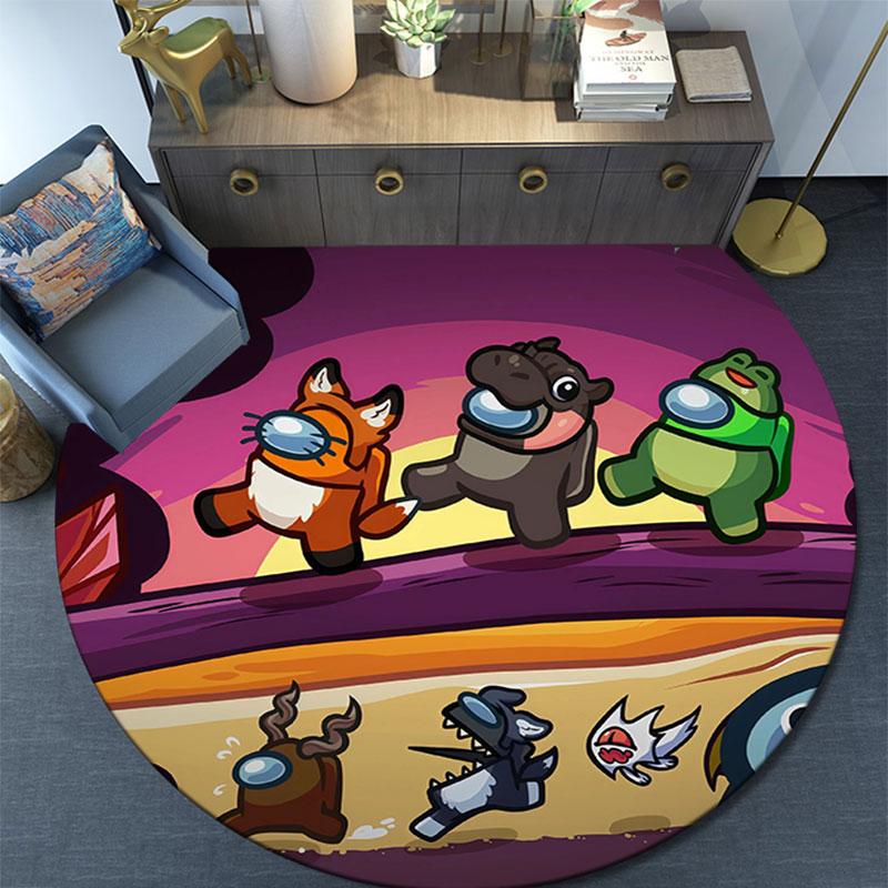 Among Us,Round Area Rug,Carpet Rug for Living Room Bedroom Sofa Playroom Decor,Non-slip Floor Mat