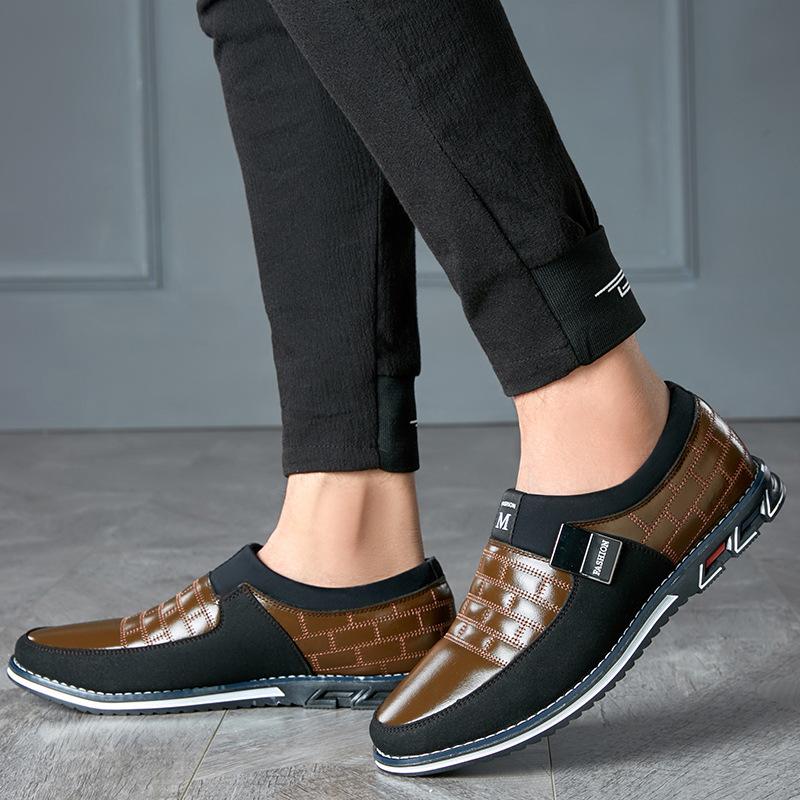 Large Size 2025 Autumn Men's Casual Leather Shoes Men's Shoes Without Shoelaces, One Pedal or Lace-up British Men's Shoes
