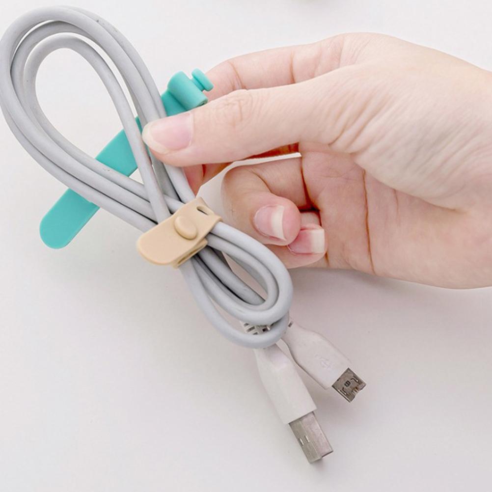 20PCS Cable Tie Silicone Colorful Reusable Holder Strap Organizer Management for Fastening Cable Cords and Wires