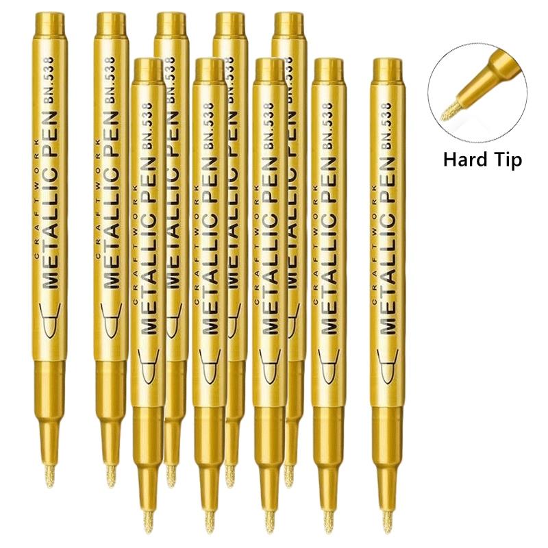 1/10/50Pcs Art Writing Gold Silver White Metallic Paint Pen Set Brush Tip Marker Pen Acrylic Paint Markers Stationery Supplies