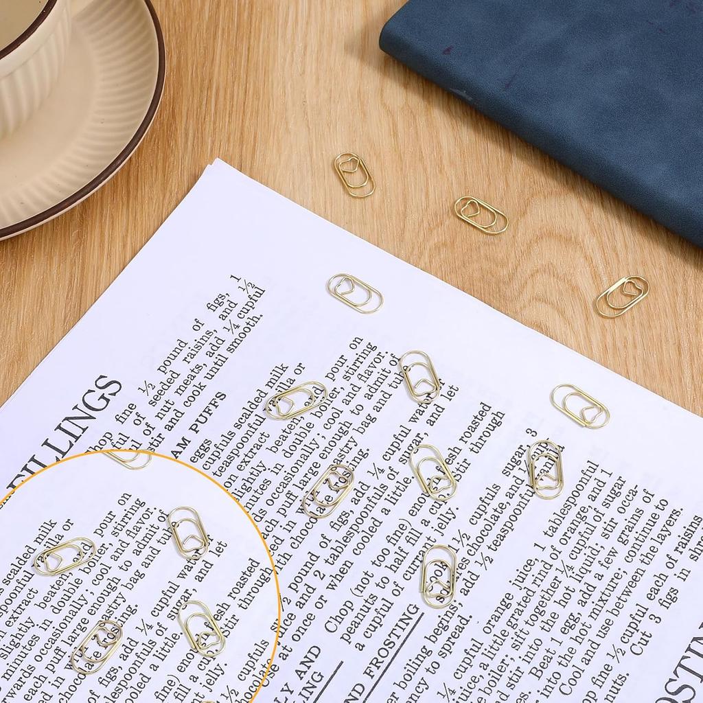 200 Pcs Gold Paper Clips, Metal Heart Paper Clips, Mini Gold Paperclips, Cute Binder Clips for Document Note Sorting, Wedding Decoration, Crafts,