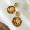 Retro Floral Drop Earrings Sturdy Stainless Steel With Sturdy Acrylic Petal Comfortable Everyday Jewelry