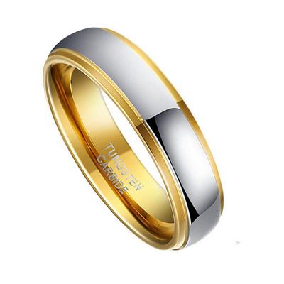 South America Style Hand Polished Jewelry Gold Steel 6mm Men Wedding Tungsten Carbide Ring