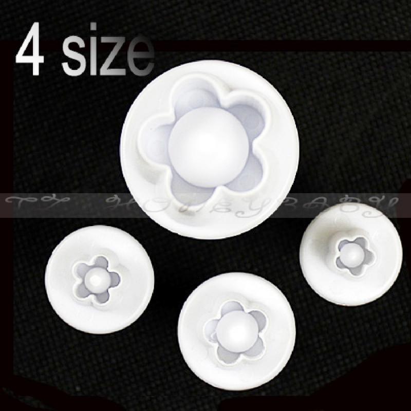 Hot Sale 4Pcs/Set Plum Flower Plunger Fondant Mold Cutter Cake Tools Decorating Christmas Cake Decorating Tools
