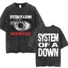 Rock Band System of A Down Mezmerize Music Album Washed T-shirt Men Women Hip Hop Retro Distressed T Shirts Loose Cotton T Shirt