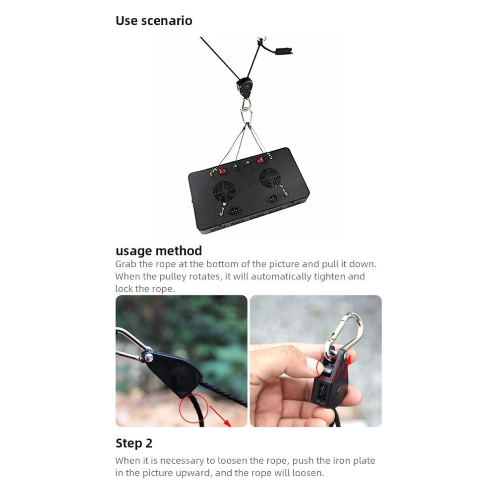 4pcs Awning Wind Rope 8 Inch Adjustable Lanyard Hanging for Tent Fan Grow Plant Lamp Pulley Ropes Pulley Lifting Pulley Hook