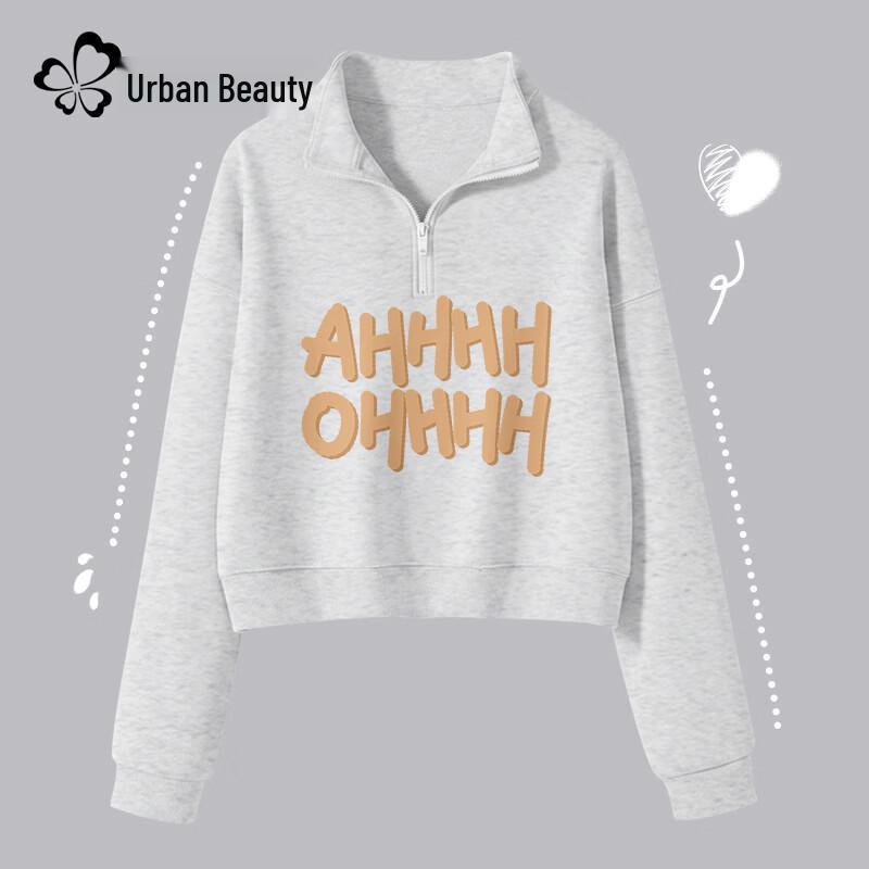 Women's Half-Zip Polo Collar Short Sweatshirt