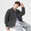 Men's spring and autumn new Korean woolen plaid men's jacket loose lapels casual jacket men's versatile