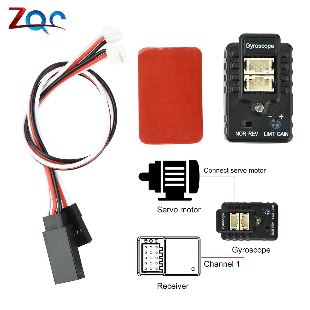RC Drift & On-Road Car 2-Axis Gyro Stabilizer Module 4.8-6V Compact Gyroscope with Compatible with FUTABA/JR/Sanwa Controllers