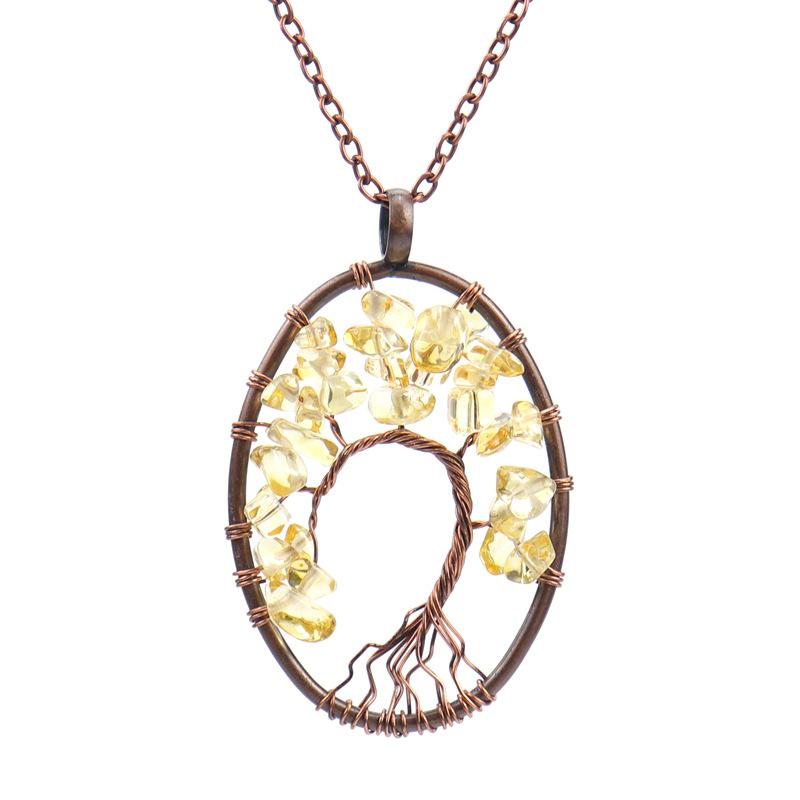 Vintage Hand-Wound Natural Gravel Crystal Curved Curved Tree Of Life Necklace Women S Necklace N21 Pendant цитриновый
