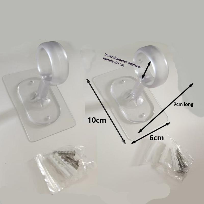 2/4Pcs Heavy-Adhesive Ceiling Curtain Rod Brackets - No Drilling Installation, Adjustable Height, 1.2Inch Diameter Rod Holders