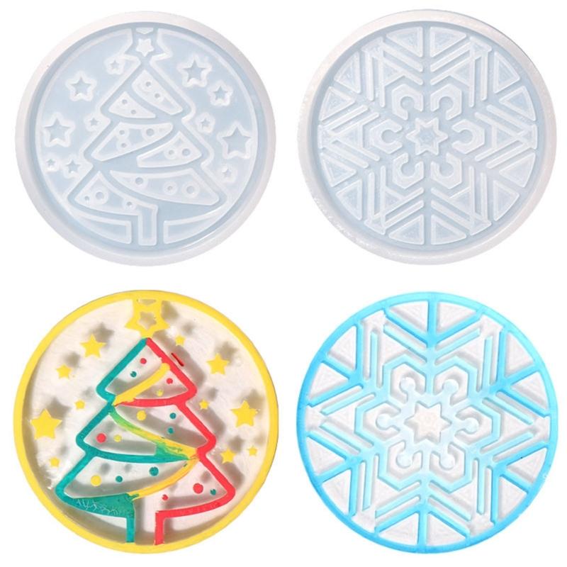 Multifunction Coaster Resin Mold Novelty-Snowflake Cup Mat Silicone Mold Xmas-Tree Coaster Epoxy Resin Mould Table-Decor