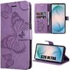 Case for Samsung Galaxy S26 Ultra, Anti-Scratch Protection Synthetic Leather Purple Butterfly Pattern