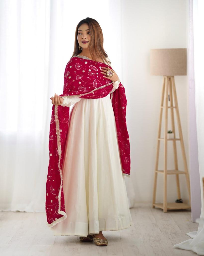 Bollywood Anarkali Gown Pant and Dupatta Set Ready To Wear Salwar Kameez Women Dress