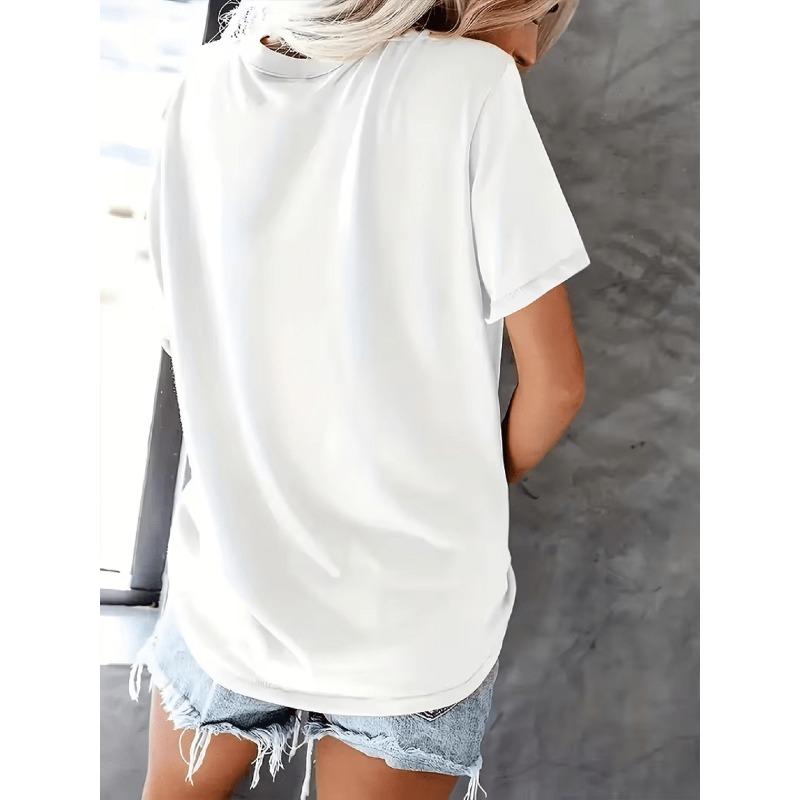 European Size Women's Spanish-Christian Blouse, Featuring the Spanish Phrase 'Let Me Change' and a Butterfly Print,Round-neck, Casual Attire