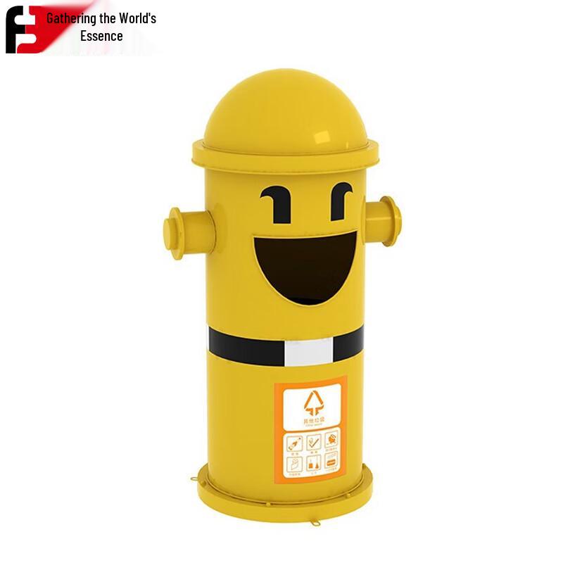 Cartoon Firefighter Outdoor Recycling Bin