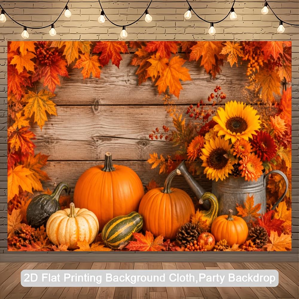 2D planar flag autumn harvest-themed banner background fabric featuring pumpkins and maple leaveszyc