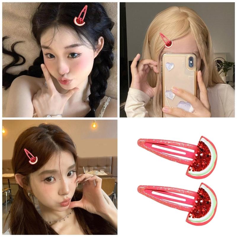Kids Watermelon Sequined Hairpin for Halloween Birthday Photo Props Fun Headwear Cosplay Hair Accessories