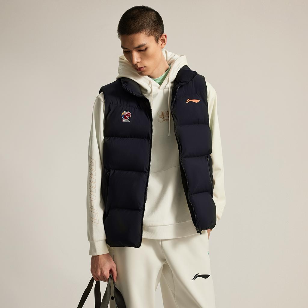 Li Ning Wygodna Casualowa Kamizelka ze Stójką Zapinana na Zamek z Nadrukiem Liter Męska Kamizelka Czarna AMMU029-1