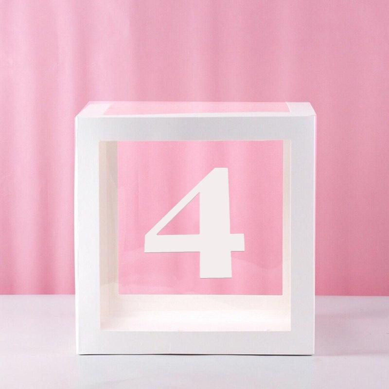 Clear Balloon Box with 26 White Letters for Birthday Party and Baby's First Birthday Decoration