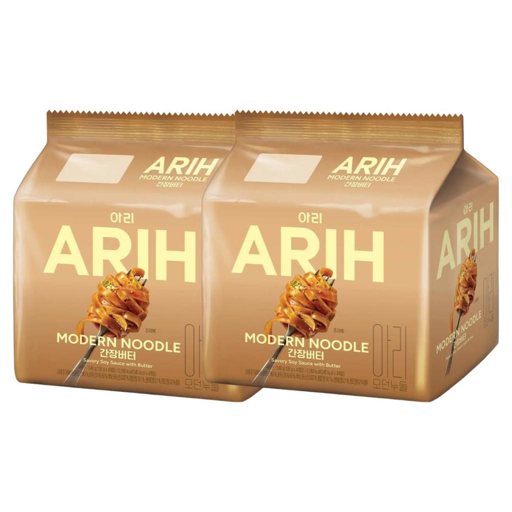 Paldo ARIH Modern Noodle Soy Sauce Butter Savory Rich Taste Chewy Texture Instant Noodles 135g x 8 Packs