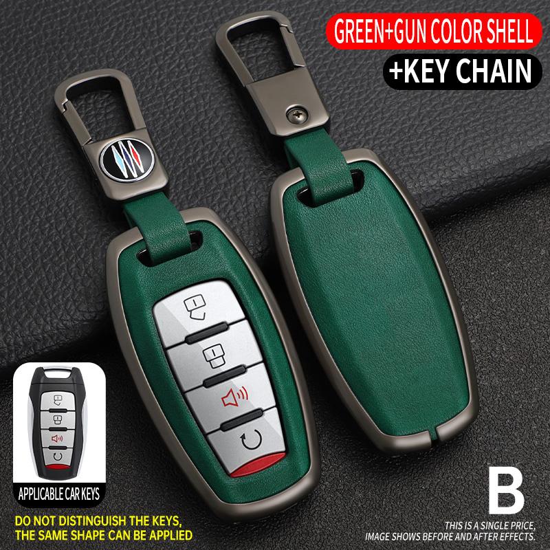 Zinc Alloy+Leather Auto Smart Key Fob Cover Case Protective Housing Remote Fit For Great Wall Poer GWM Vanguard Auto Key Fob Decoration Housing
