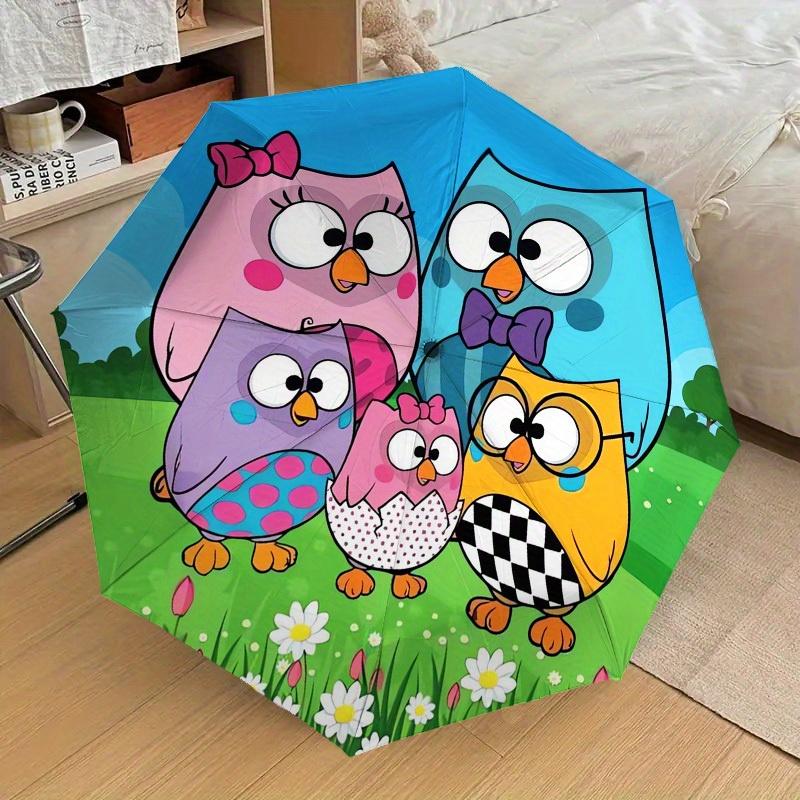 1pc Owl Family Themed High-quality Umbrella,Automatic Opening and Closing Umbrella,Multi-functional Umbrella G0811332