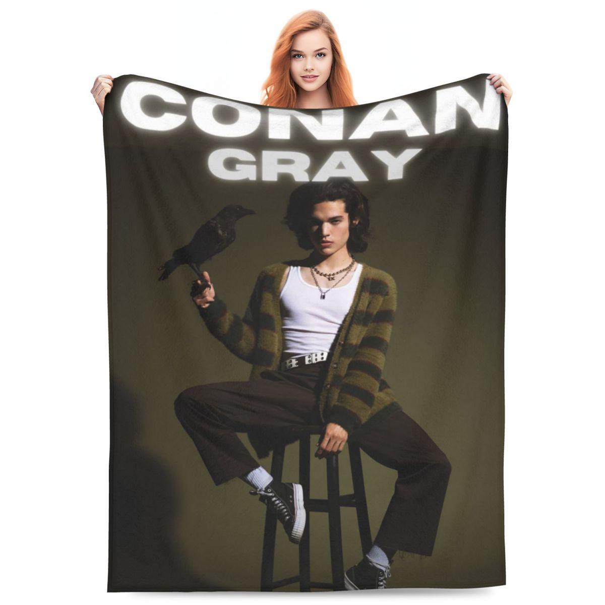Exquisite Fashion Items Unisex Gray Conan Poster Pop Singer Posters Blankets Fleece Throw Blanket Breathable Throw Blankets For Bedding Throws Bedspread Quilt