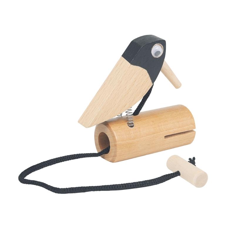 Orff Musical Instrument and Decorative Doorbell with Wood Pecker Design Wood Texture Suitable for Kids Playtimes Fun