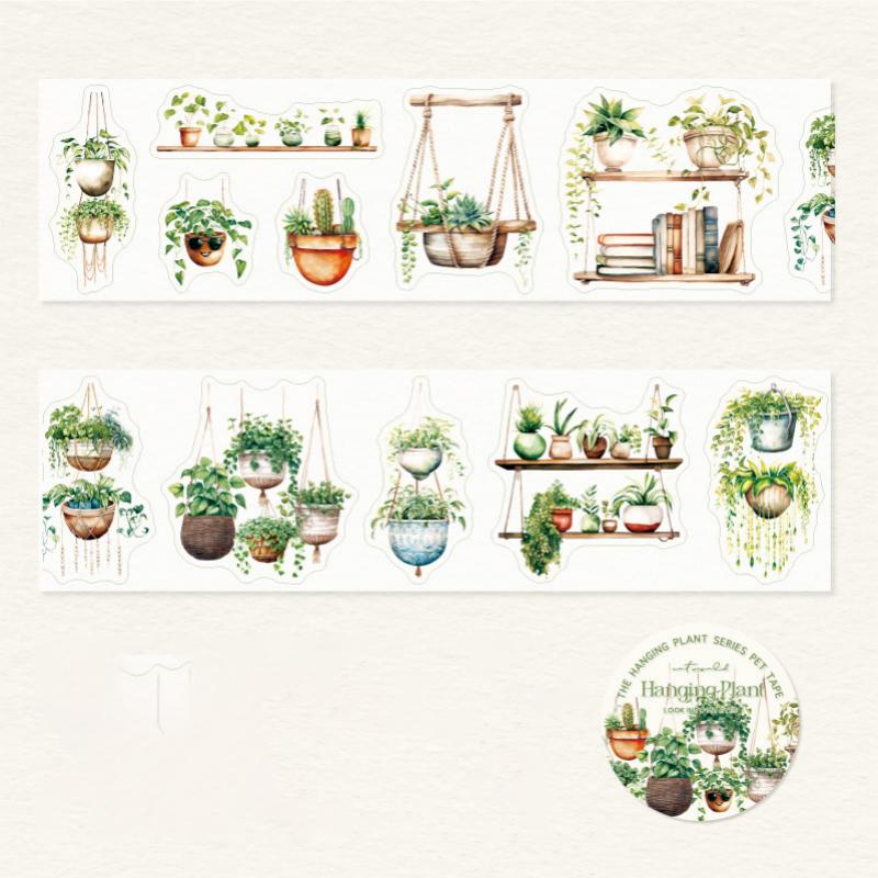 1 Roll Masking Tape 2m Hanging Potted Plants Die-Cut Tape Scrapbook DIY & Journal Planner Decoration For Phone Case Notebook