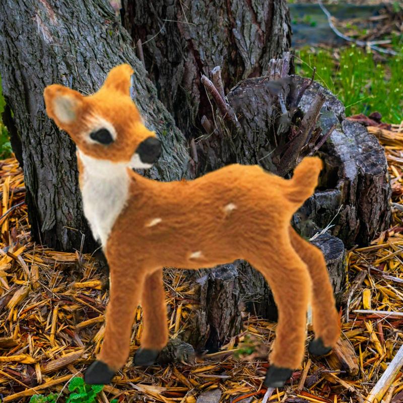1pc Simulation Plush Sika Deer Reindeer Lovely Animal Xmas Home Decor Standing Miniatures Christmas Elk Scene Arrangement Props