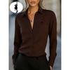Ladies Printed Long Sleeve Shirt Fashion Lapel Casual Daily Women Tops