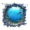 Easy Install Wall Art for Bedroom Underwater Shark Sticker, Realistic 3D Ocean View Decal, Waterproof Large Perspective Stickers PVC Mural Living Room