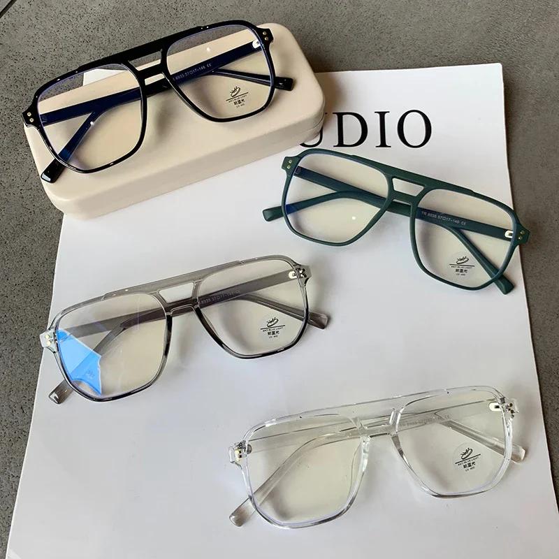 Retro Fashion Anti-Blue Light Glasses Men Women Transparent Computer Glasses Frame Eyeglass Frame Flat Glasses Square Eyeglasse