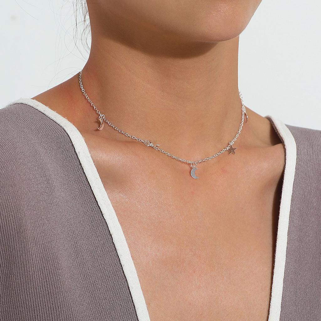 Europe, America, Simple Double-layer Stacked Back Chain Love Necklace Female, Harajuku Hip-hop Peach Heart Necklace