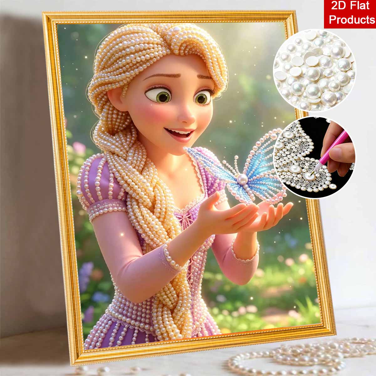 Disney Rapunzel pearl painting handmade diy pearl art painting elegant living room hanging painting decoration 30x40