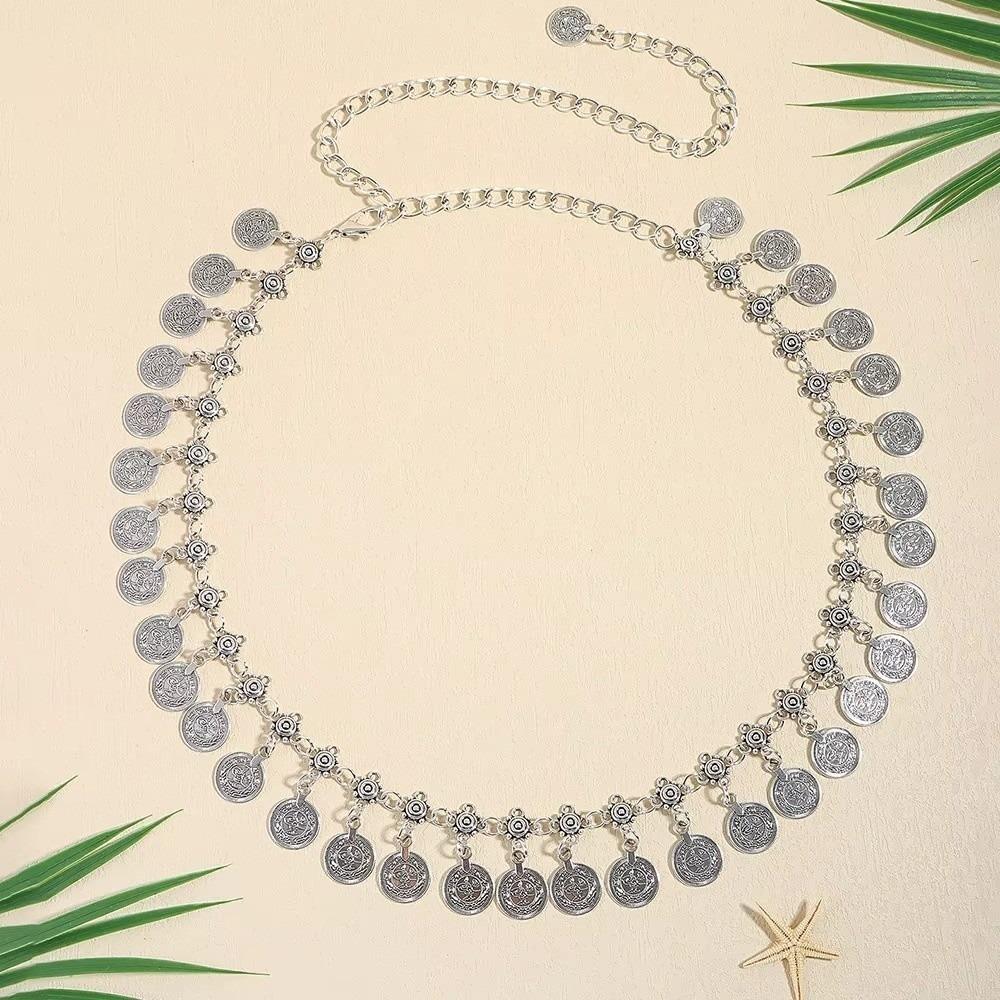 Gold/Silver Metal Belly Chain Shaking Coins Waist Belt Luxury Body Chain  for Women