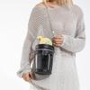 Womens PU Leather Cylinder Bag Shoulder Crossbody Round Bag Vintage Bucket Handbag with Double Metal Zipper Top Handle