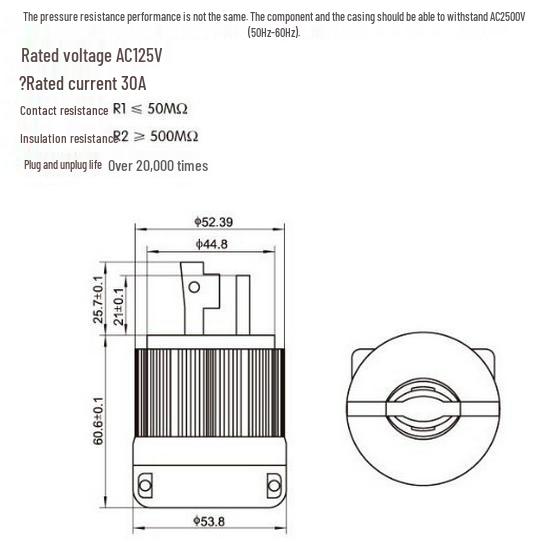 XIONGDA NEMA L5-30A 30A 125V U.S. 3-Hole Industrial Power Socket