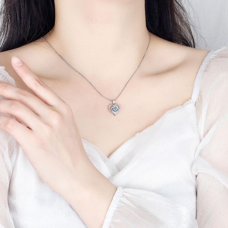 KOFSAC 2022 Fashion  Sterling  Necklaces For Women Gifts Elegant Romantic Love Heart Lady Valentine's Day Jewelry Gifts