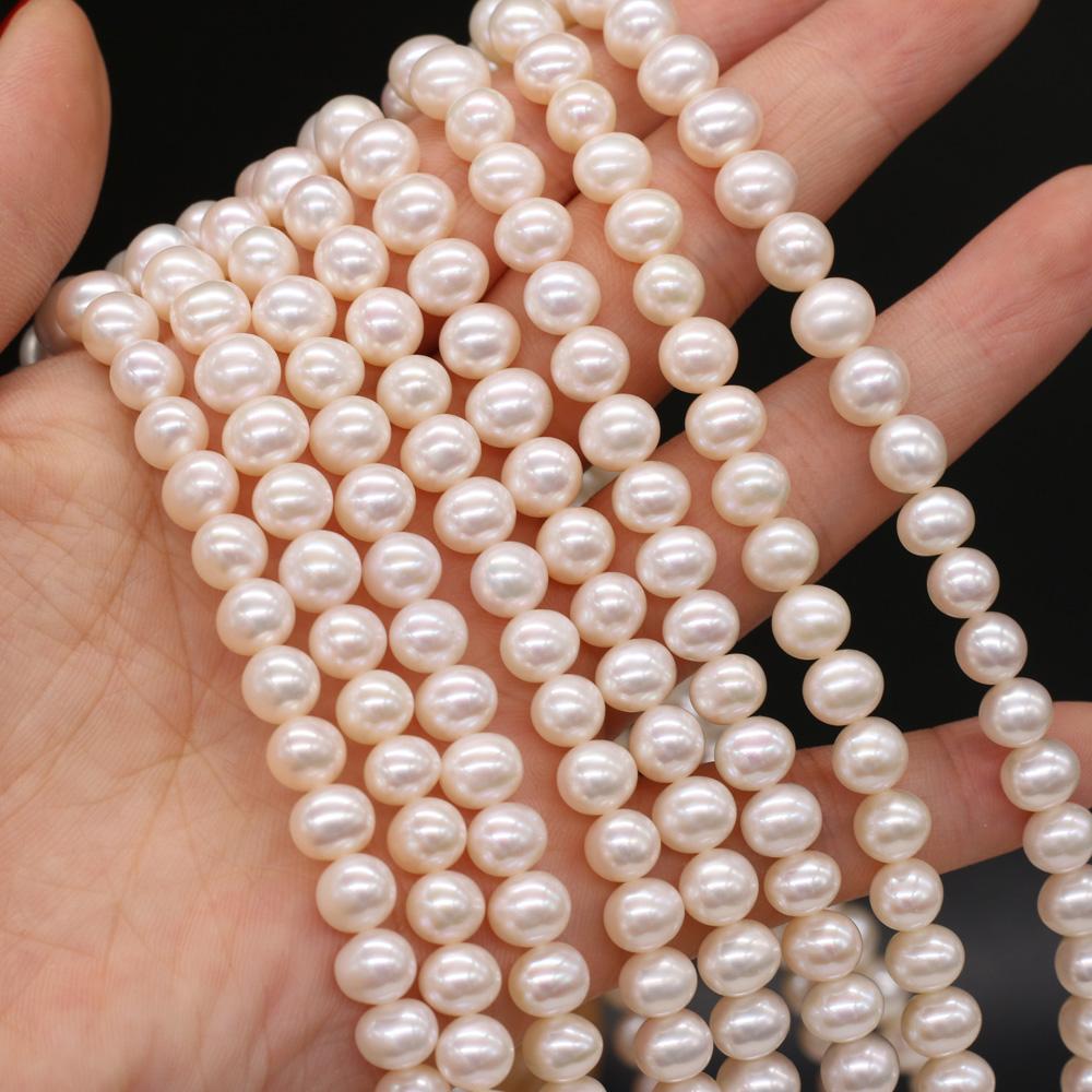 1String, White Natural Potato-shaped Pearls Beads, 7-8mm, for DIY Necklaces Bracelets Accessories, Jewelry Making, Birthday, Wedding, Party Gifts 36cm