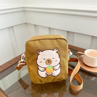 Cartoon niedliche Pendler Diagonalspanntasche Segeltuchtasche Tasche Schulter Umhängetasche Capybara Tasche Kleine quadratische Tasche