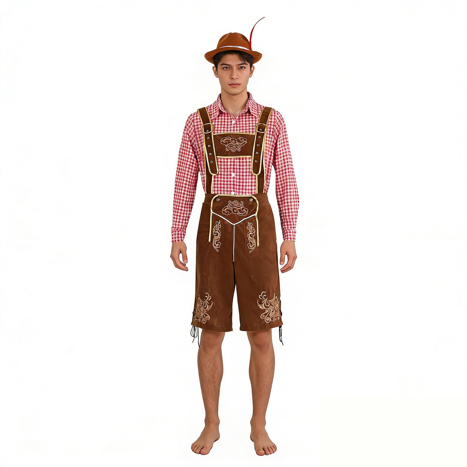 

German Beer Festival Costume Beer Overalls Performance Costume XS коричневий